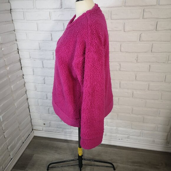 The Original Muk Luks Ladies Size Large Hot Pink Faux Sherpa Sweat Shirt - Picture 4 of 10